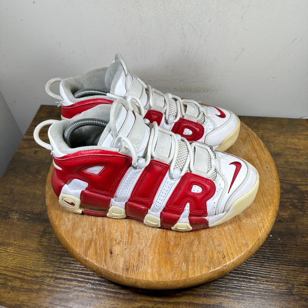 Nike Air More Uptempo Mens White Red 2016 Sneakers Size 8.5 414962-100